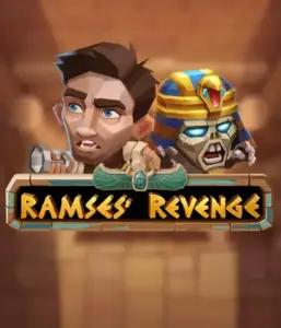 Explore the thrilling world of the Ramses' Revenge game by Relax Gaming, showcasing a startled explorer and a menacing mummy set against an Egyptian tomb backdrop. This image captures the excitement of ancient Egyptian myths, ideal for adventure seekers, delivering a gripping escape. 